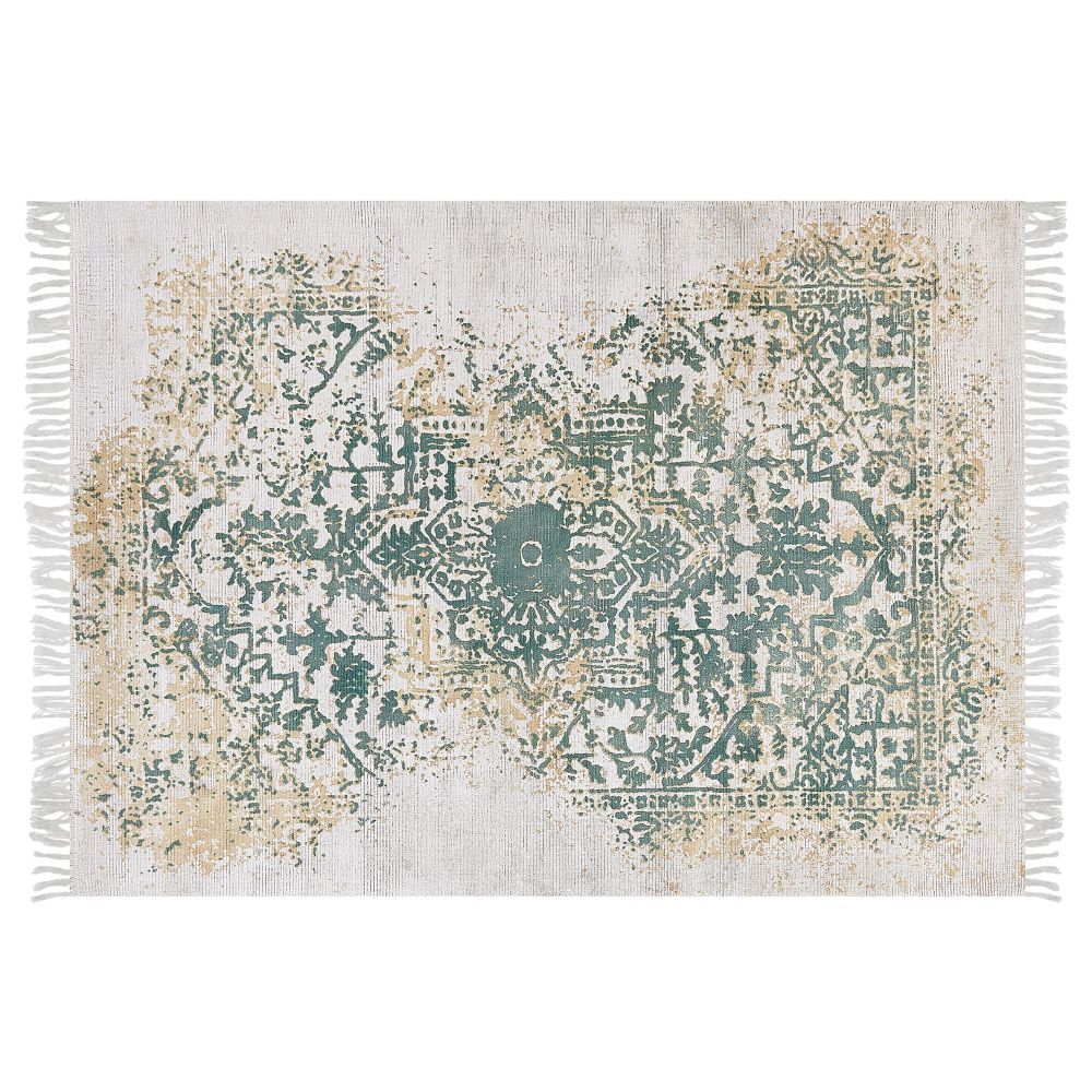 Vintage koberec 140 x 200 cm béžový/ zelený BOYALI - Beliani.cz