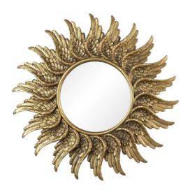 Zlaté zrcadlo v rámu z andělských křídel - Ø 47*3 cm Clayre & Eef