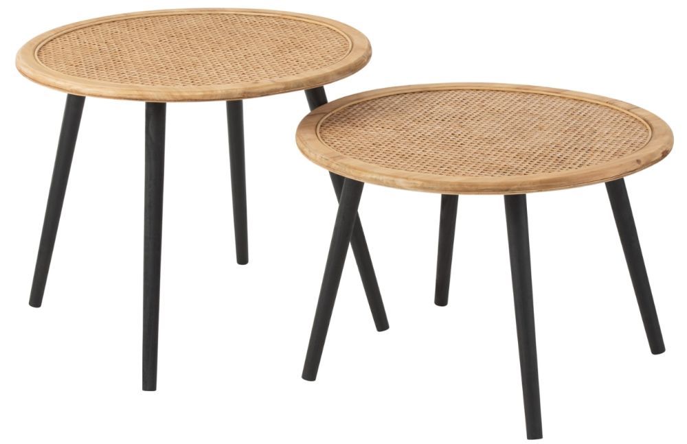 Set dvou bambusových konferenčních stolků J-line Bimbo 68/68 cm - Designovynabytek.cz