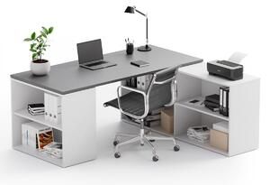 Kancelářský psací stůl s úložným prostorem BLOCK B01, bílá/grafit - Favi.cz
