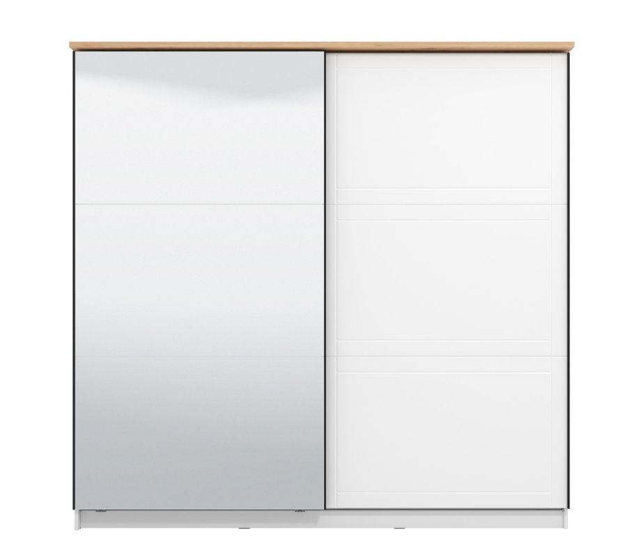 Skříň s posuvnými dveřmi a zrcadlem Lotta - bílá/dub artisan - Nábytek Harmonia s.r.o.