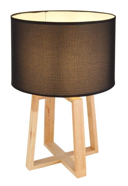 GLOBO 21621B MORITZ stolní lampa 1xE14 V450mm černá, dřevo - Svítidla FEIM