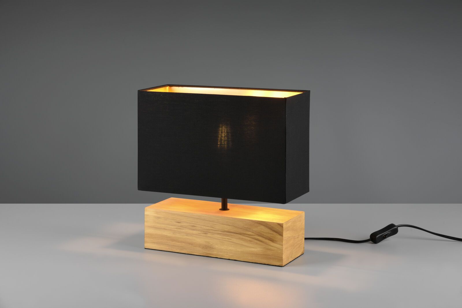 TRIO Reality R50181080 WOODY stolní lampička V300mm 1xE27 dřevo, černá - Svítidla FEIM