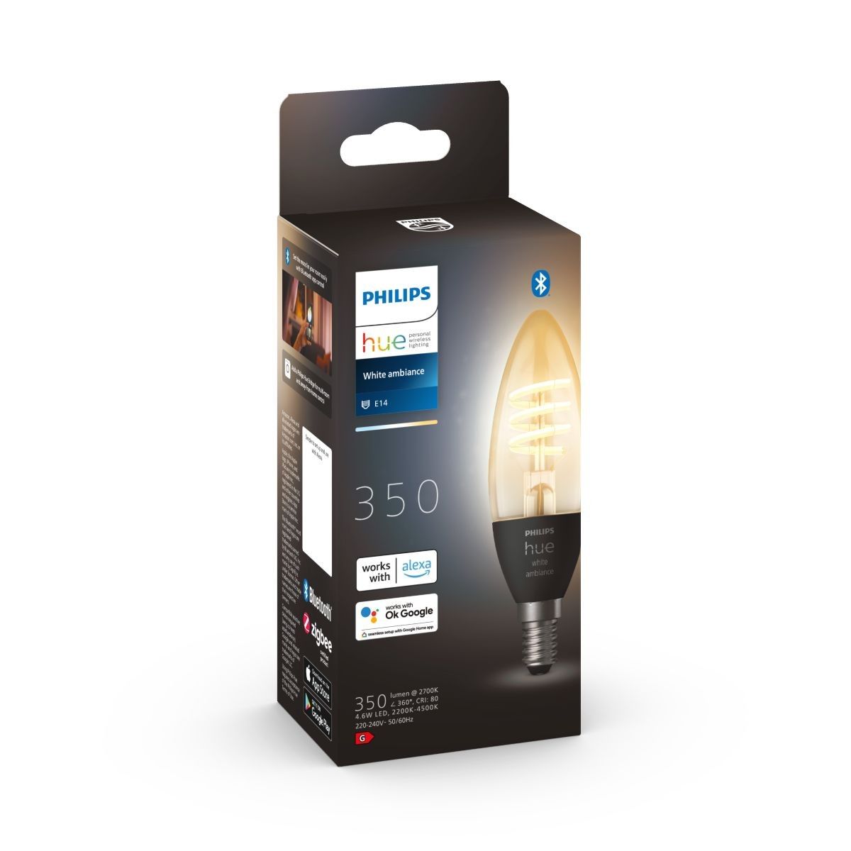 Philips Hue 8719514411807 LED filamentová žárovka svíčka 1x406W | E14 | 300lm | 2200-4500K - White Ambiance - Dekolamp s.r.o.