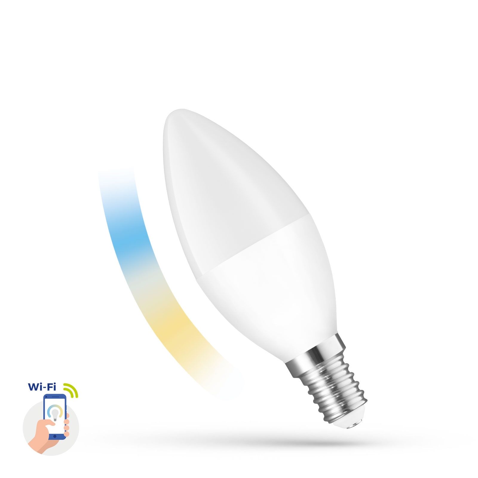 LED žárovka E14 Tuya smart WiFi opál LED C38 5W E-14 230V CCT+DIM Wi-Fi - WOJ+14413 - Wojnarowscy - A-LIGHT s.r.o.