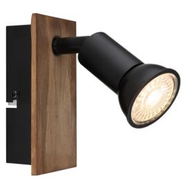 GLOBO 57998-1W DREW nástěnné bodové svítidlo/spot s vypínačem 1xGU10 černá, dřevo