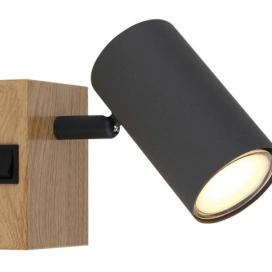 GLOBO 57911-1G ROBBY nástěnné bodové svítidlo/spot s vypínačem 1xGU10 grafit, imitace dřeva