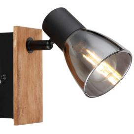 GLOBO 54307-1W CLAUDE nástěnné bodové svítidlo/spot s vypínačem 1xE14 černá matná, dřevo, kouřová