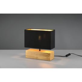 TRIO Reality R50181080 WOODY stolní lampička V300mm 1xE27 dřevo, černá