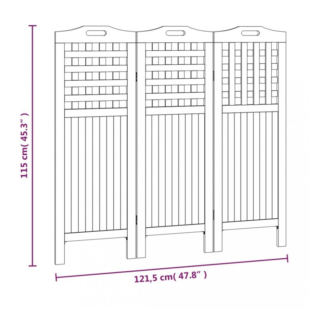 Paravan akáciové dřevo Dekorhome 121,5x115 cm (3-dílný)) - DEKORHOME.CZ
