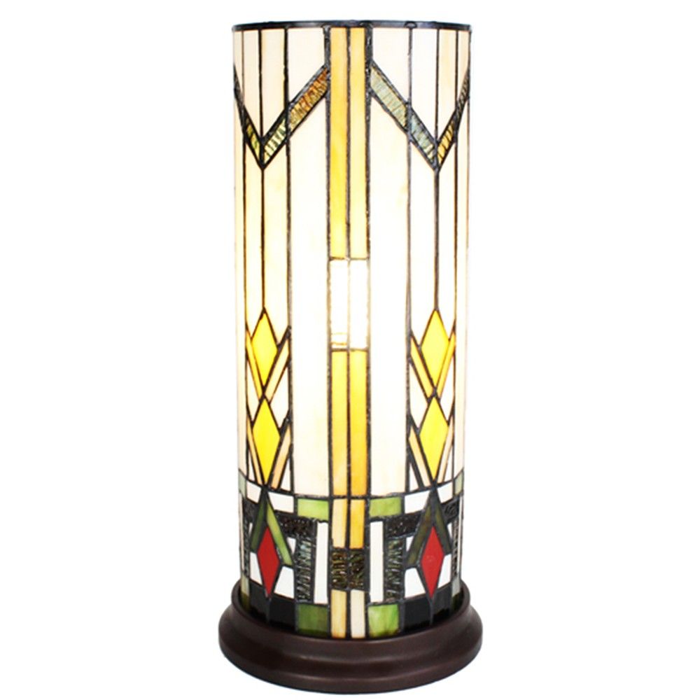 Válcová stolní lampa Tiffany - Ø 18*40 cm E14/max 1*25W Clayre & Eef - LaHome - vintage dekorace