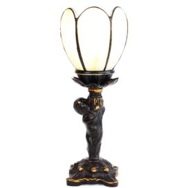 Stolní lampa Tiffany s dítkem a květem Angio - 12*12*28 cm E14/max 1*25W Clayre & Eef
