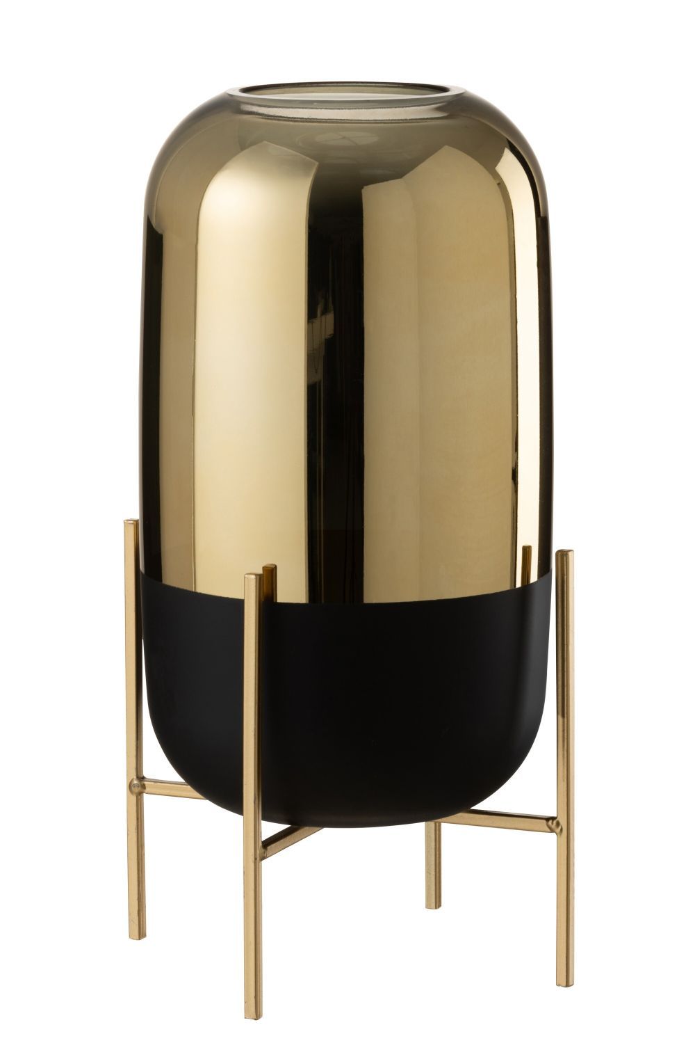 Skleněná černo-zlatá dekorační váza na podstavci - Ø 18*37cm J-Line by Jolipa - LaHome - vintage dekorace