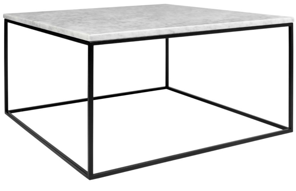 Bílý mramorový konferenční stolek TEMAHOME Gleam II. 75x75 cm s černou podnoží - Designovynabytek.cz