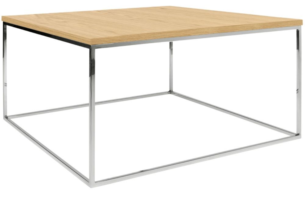 Dubový konferenční stolek TEMAHOME Gleam 75x75 cm s chromovanou podnoží - Designovynabytek.cz