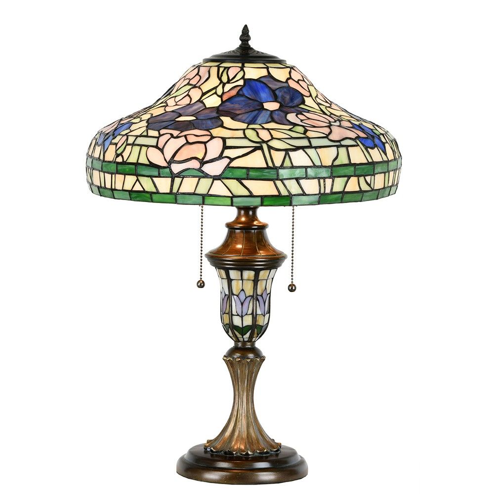 Béžovo-hnědá stolní lampa Tiffany Tippia - 50*50*75 cm E27/max 2*60W Clayre & Eef - LaHome - vintage dekorace