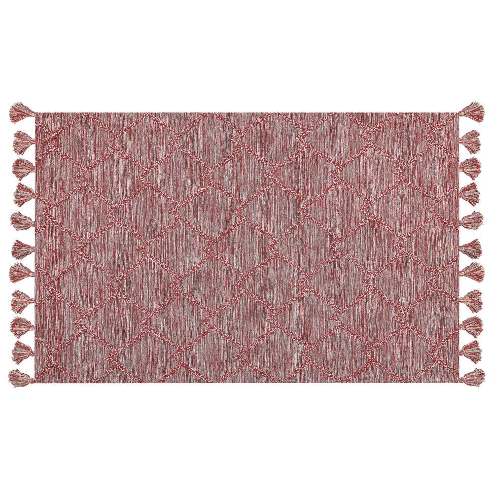 Bavlněný koberec 140 x 200 cm červený NIDGE - Beliani.cz