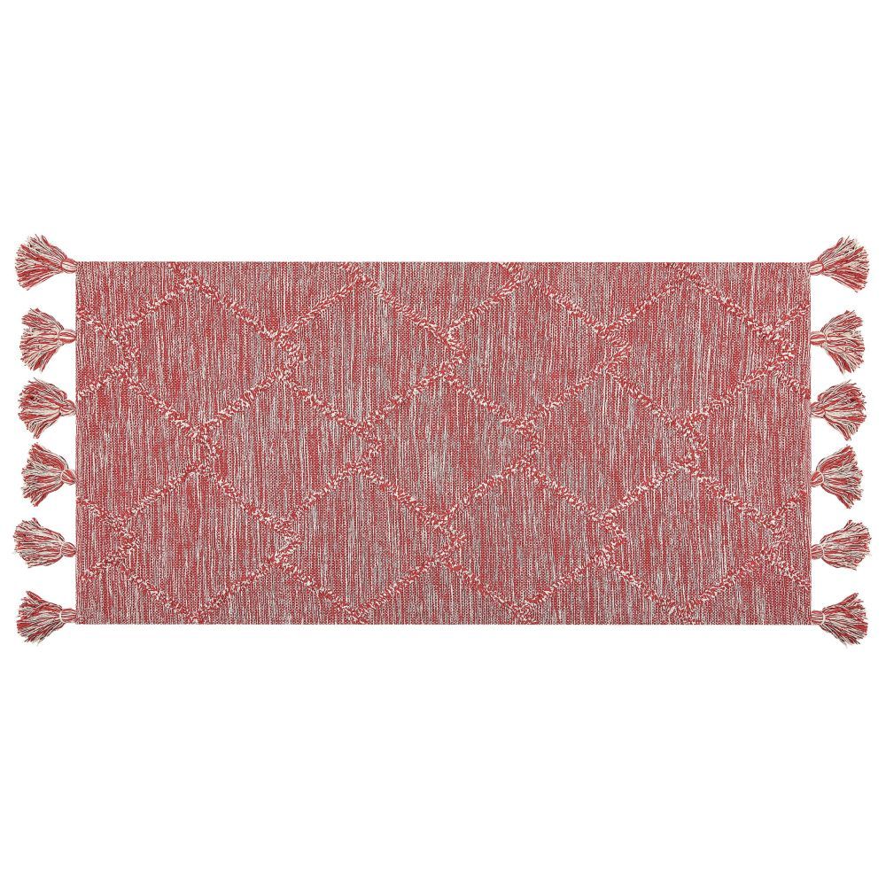 Bavlněný koberec 80 x 150 cm červený NIDGE - Beliani.cz