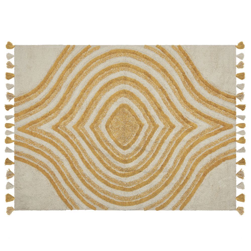 Bavlněný koberec 160 x 230 cm béžový/ žlutý BINGOL - Beliani.cz