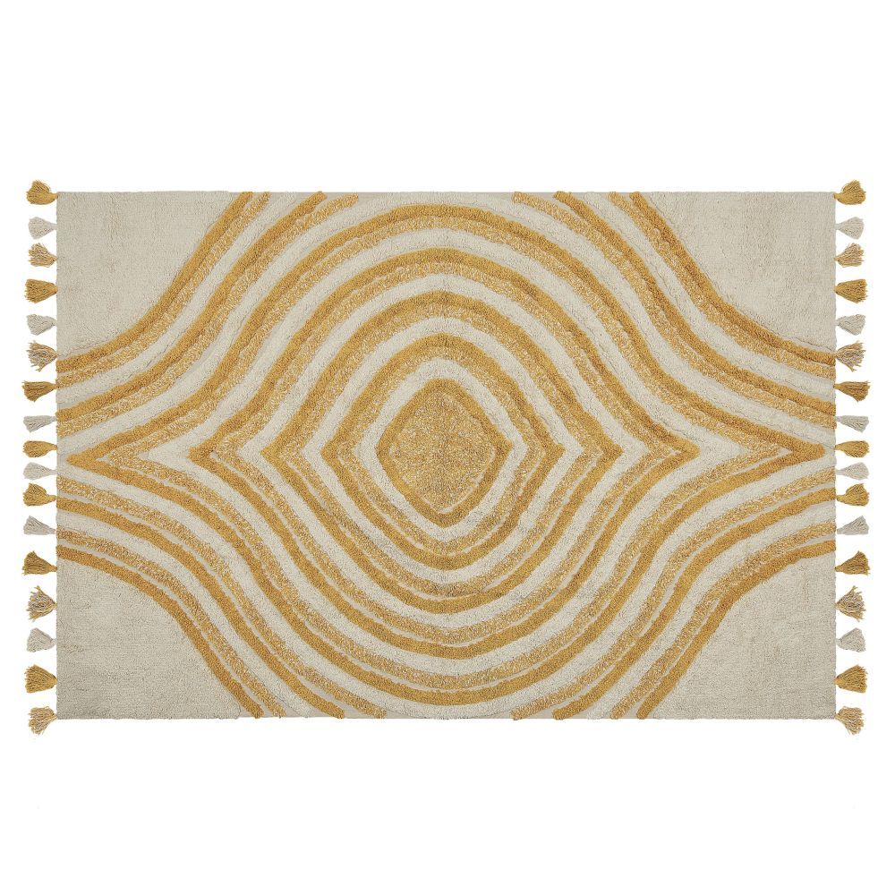 Bavlněný koberec 140 x 200 cm béžový/ žlutý BINGOL - Beliani.cz