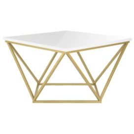 HowHomely Konferenční stolek CURVED 62x62 cm mosaz/bílá 