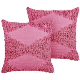 Sada 2 bavlněných polštářů 45 x 45 cm růžové RHOEO