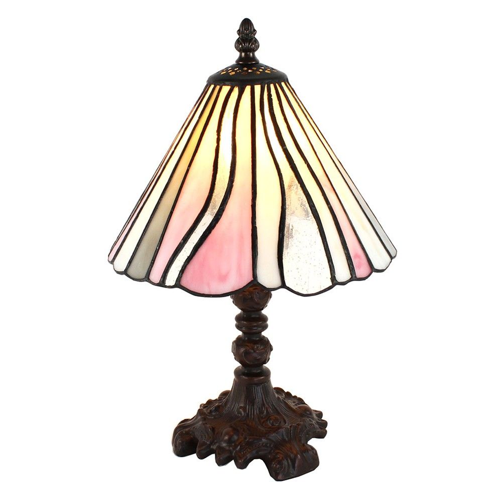 Béžovo-růžová stolní lampa Tiffany Tasia - Ø 20*34 cm E14/max 1*25W Clayre & Eef - LaHome - vintage dekorace