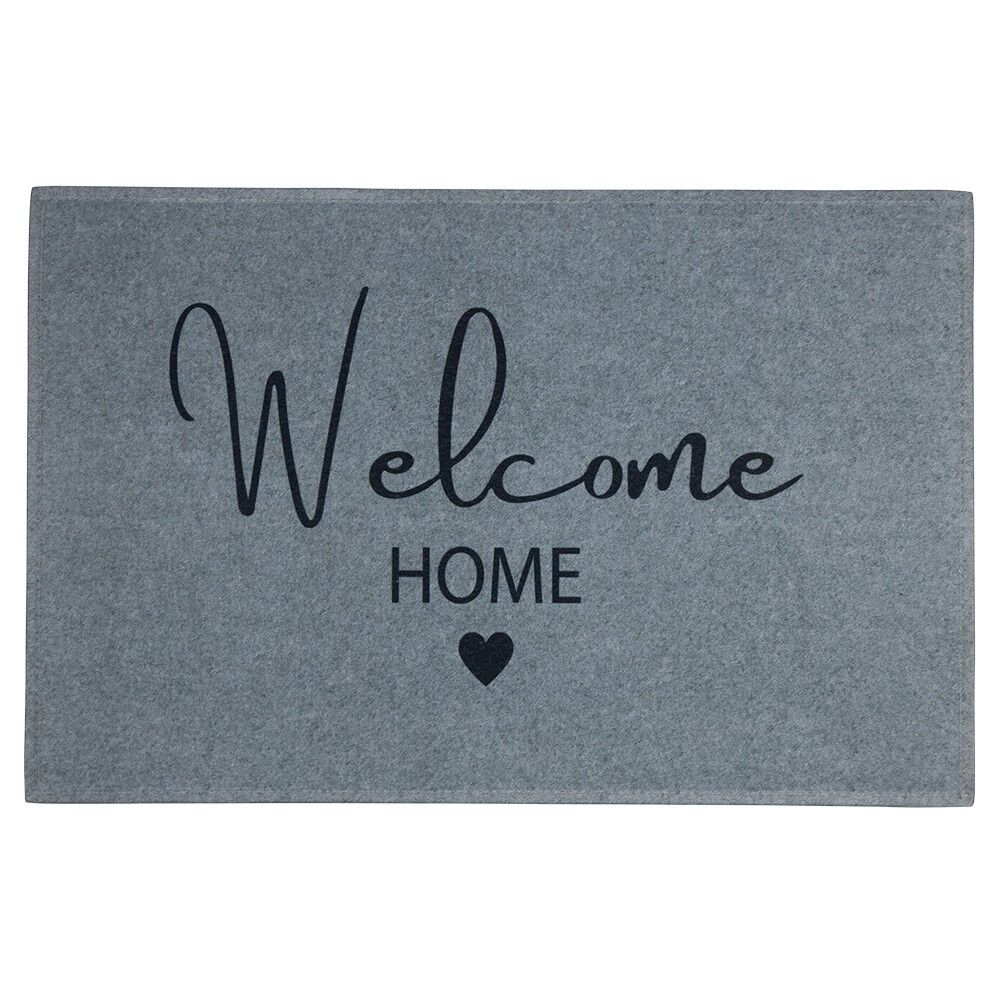 Šedá podlahová rohožka se srdíčkem Welcome Home - 75*50*1cm Mars & More - LaHome - vintage dekorace