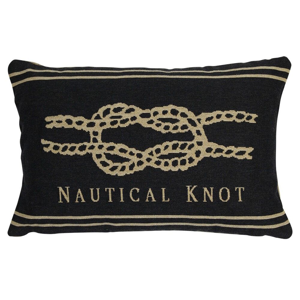 Béžovo-černý gobelínový polštář s uzlem Nautical knot I - 45*15*30cm Mars & More - LaHome - vintage dekorace
