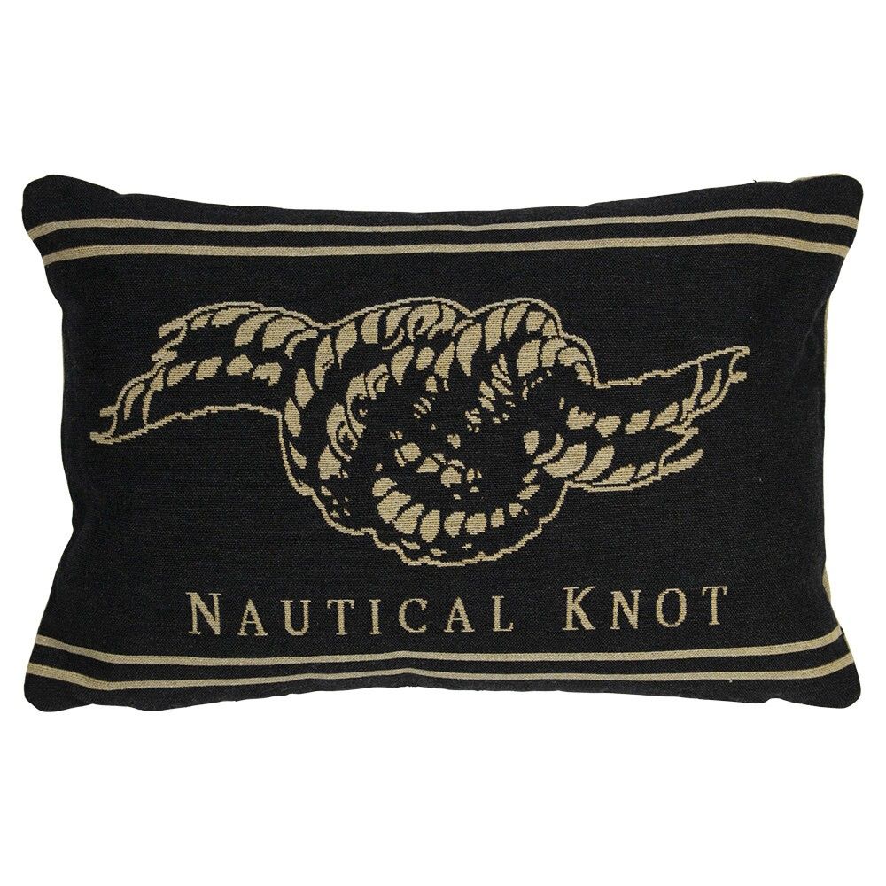 Béžovo-černý gobelínový polštář s uzlem Nautical knot - 45*15*30cm Mars & More - LaHome - vintage dekorace