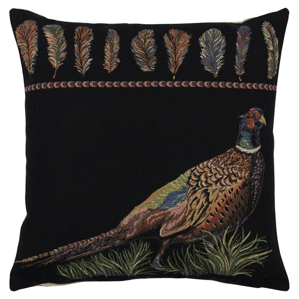 Černý gobelínový polštář bažant Pheasant - 45*43*16cm Mars & More - LaHome - vintage dekorace