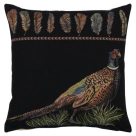 Černý gobelínový polštář bažant Pheasant - 45*43*16cm Mars & More LaHome - vintage dekorace