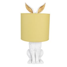 Bílá stolní lampa králík se žlutým stínidlem Rabbi - Ø 20*43 cm E27/max 1*60W Clayre & Eef