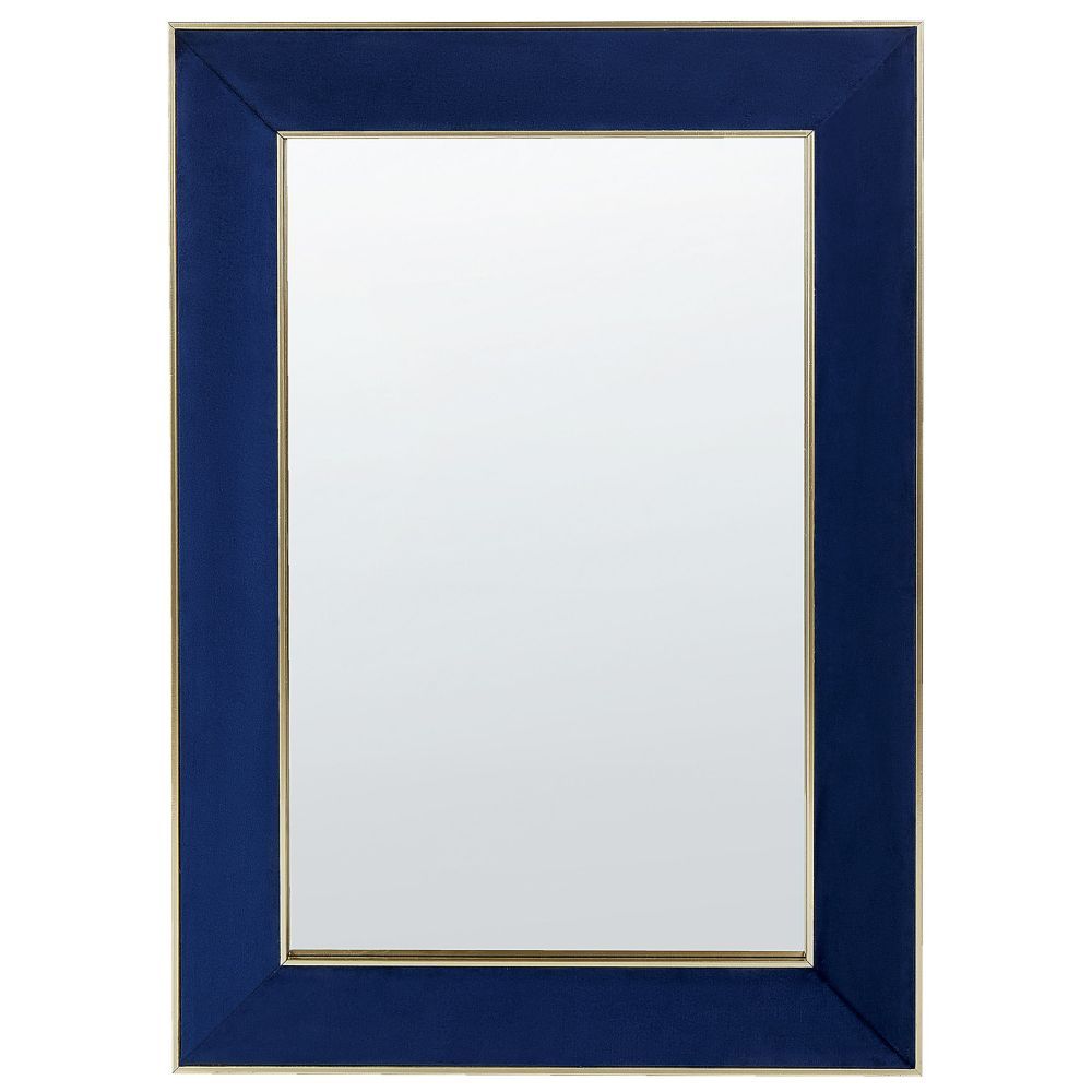 Sametové nástěnné zrcadlo 50 x 70 cm modré LAUTREC - Beliani.cz