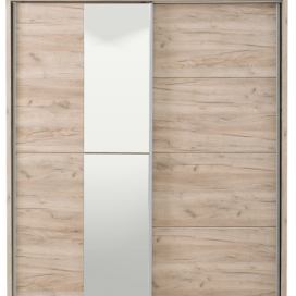 Šatní skříň s posuvnými dveřmi a zrcadlem Louis 180 - dub šedý