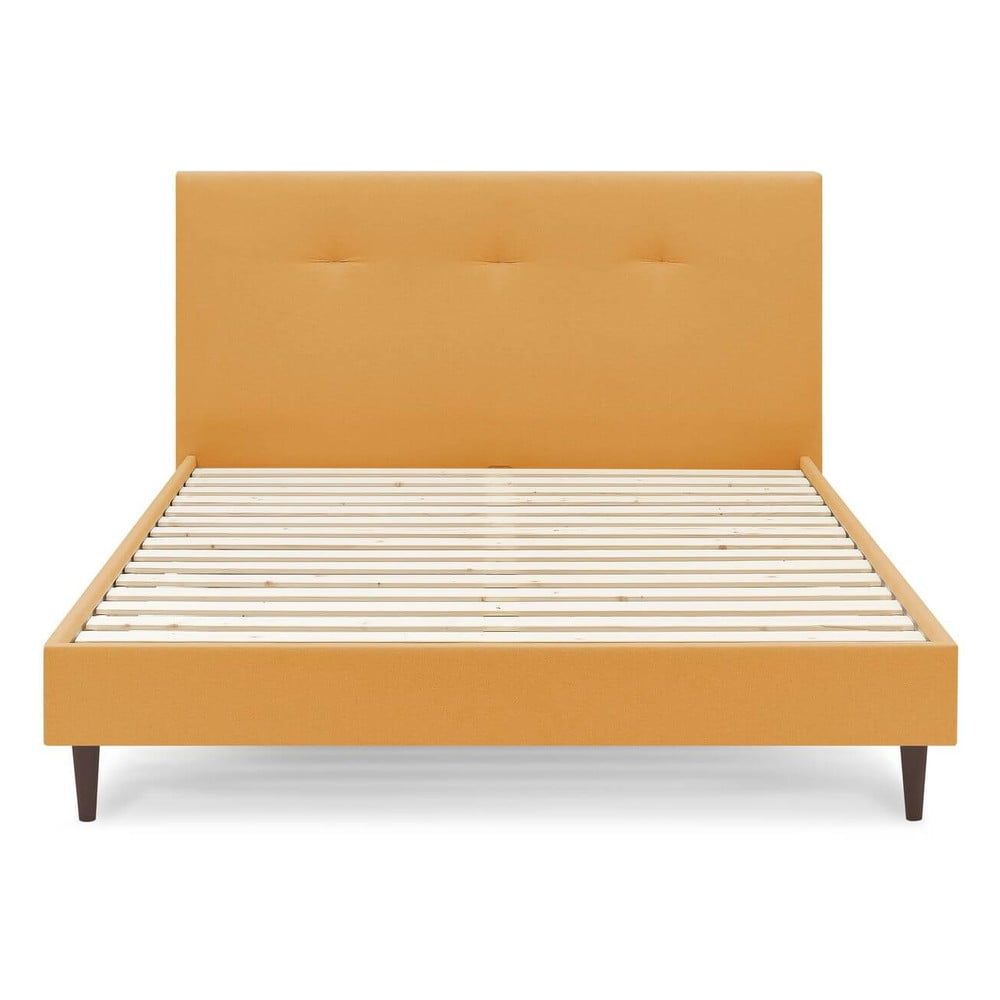 Čalouněná dvoulůžková postel s roštem 180x200 cm v hořčicové barvě Tory – Bobochic Paris - Bonami.cz