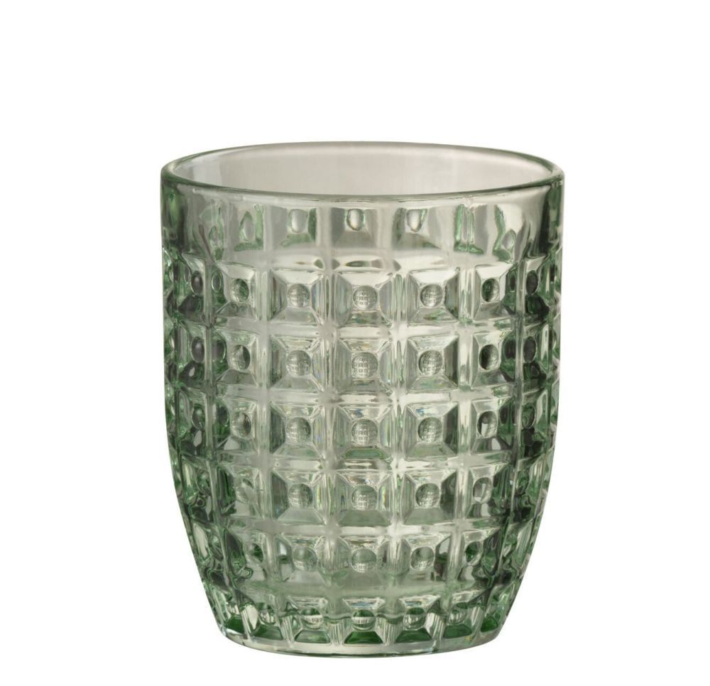 Zelená reliéfní sklenička Embossed - Ø9*10cm / 250ml J-Line by Jolipa - LaHome - vintage dekorace