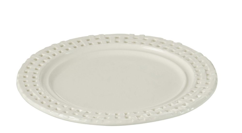 Bílý keramický dezertní talíř Hella White - Ø20*2 cm J-Line by Jolipa - LaHome - vintage dekorace