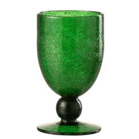 Zelená sklenička na víno na noze s bublinkami Wine Lisboa green - Ø9*15cm / 370ml J-Line by Jolipa