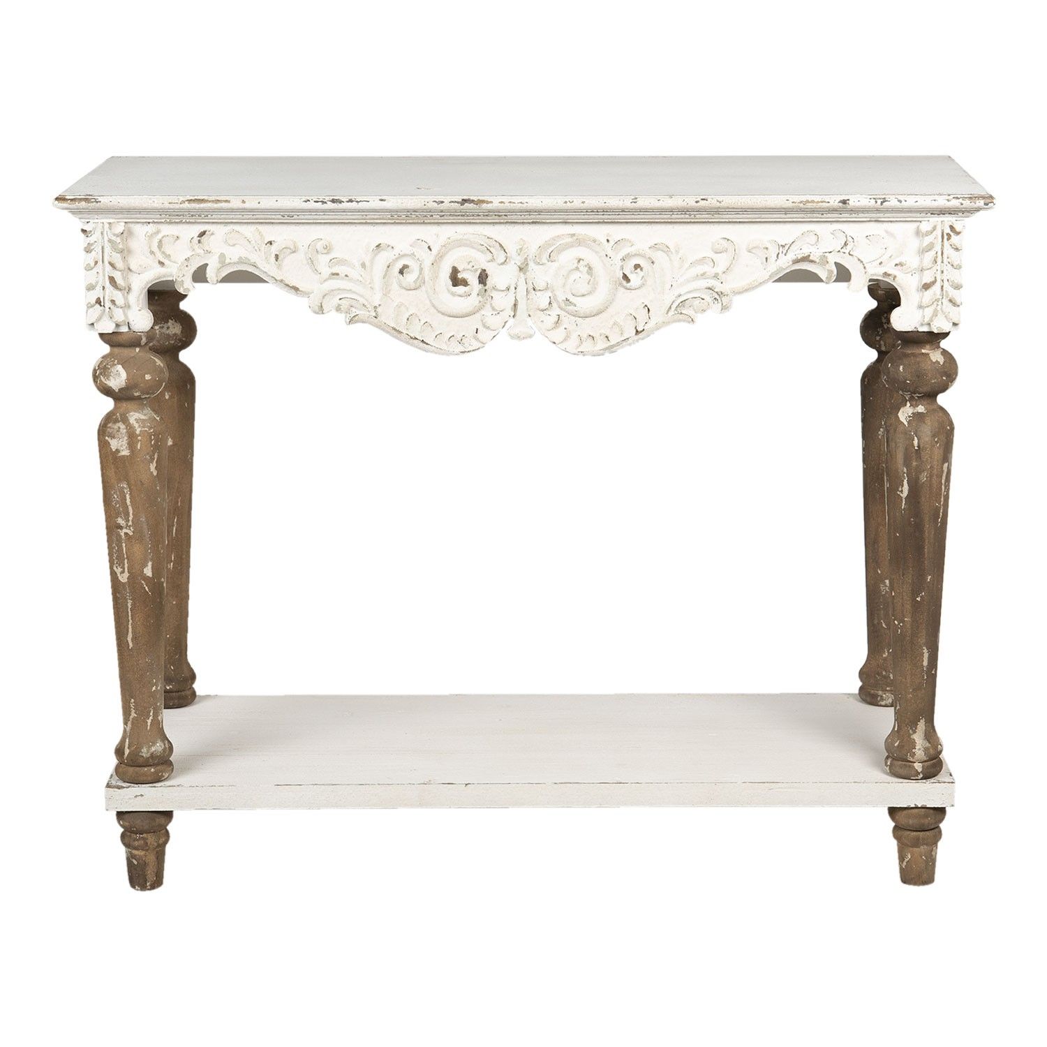 Dřevěný konzolový stůl s ornamenty Herluin - 103*40*81 cm Clayre & Eef - LaHome - vintage dekorace