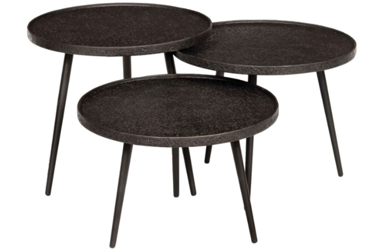 Set tří černých kovových odkládacích stolků Richmond Oxford 54 cm - Designovynabytek.cz
