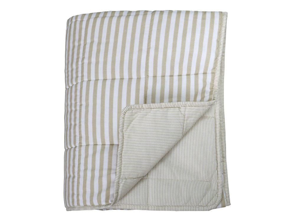 Béžově pruhovaný bavlněný přehoz Quilt Stripes - 130*180 cm Chic Antique - LaHome - vintage dekorace