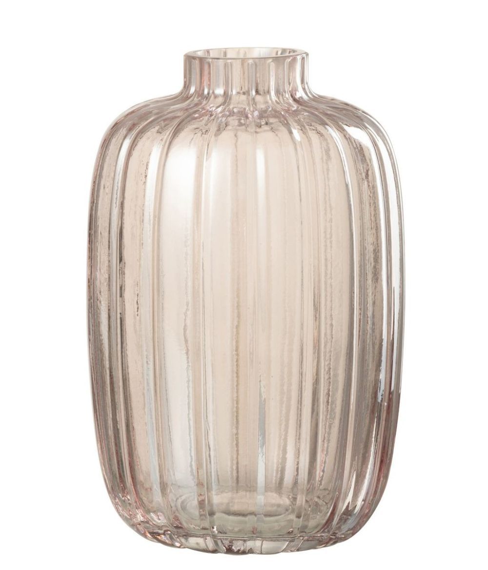 Růžová skleněná váza s úzkým hrdlem Junna S - Ø 13*20 cm J-Line by Jolipa - LaHome - vintage dekorace