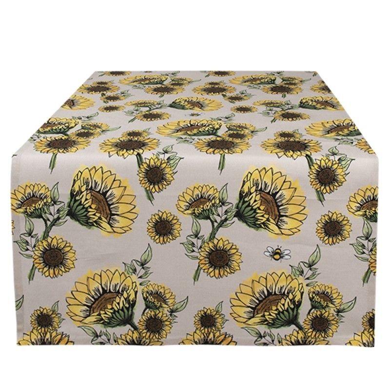 Béžový bavlněný běhoun se slunečnicemi Sunny Sunflowers - 50*140 cm Clayre & Eef - LaHome - vintage dekorace