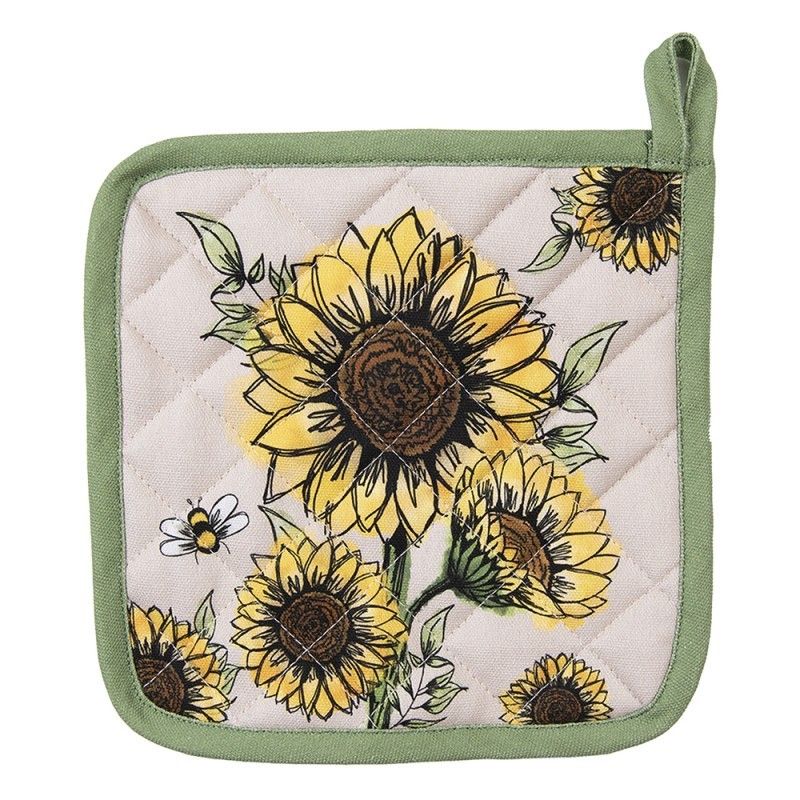 Béžová bavlněná chňapka - podložka se slunečnicemi Sunny Sunflowers - 20*20cm Clayre & Eef - LaHome - vintage dekorace