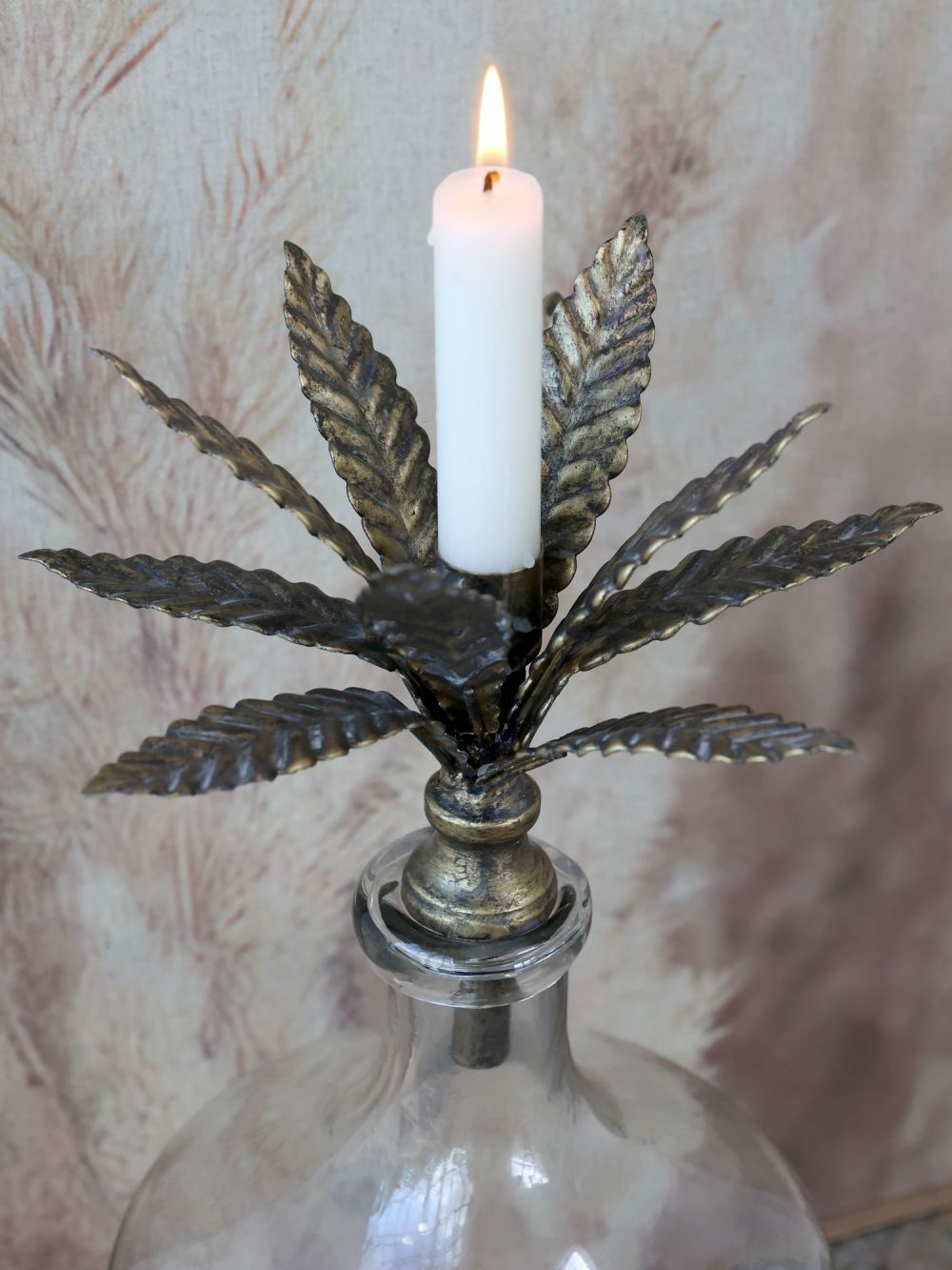 Bronzový antik svícen ve tvaru květu na láhev Floral I - Ø 15*17cm Chic Antique - LaHome - vintage dekorace