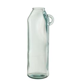 Skleněná váza z recyklovaného skla s ouškem Weny - 14*14*45cm J-Line by Jolipa