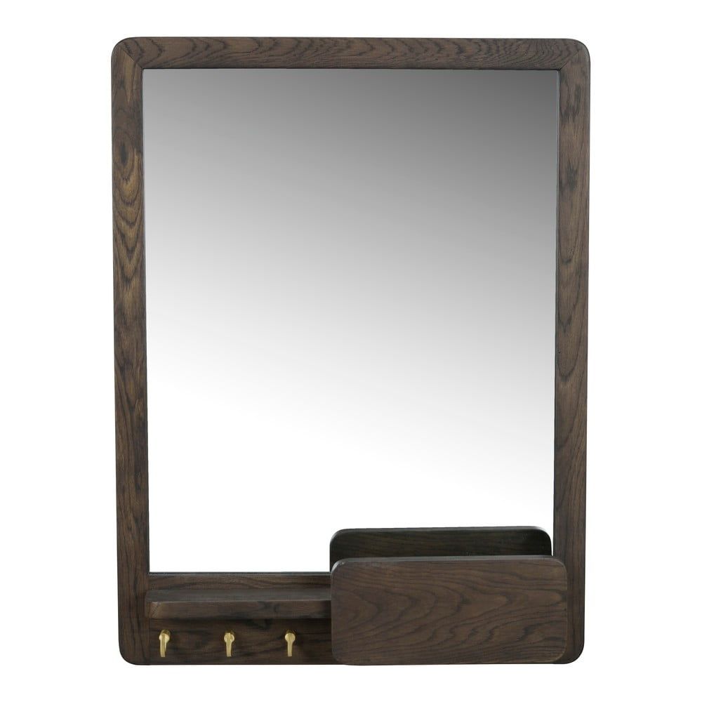 Nástěnné zrcadlo s poličkou  s dřevěným rámem 45x60 cm Inverness - Rowico - Bonami.cz