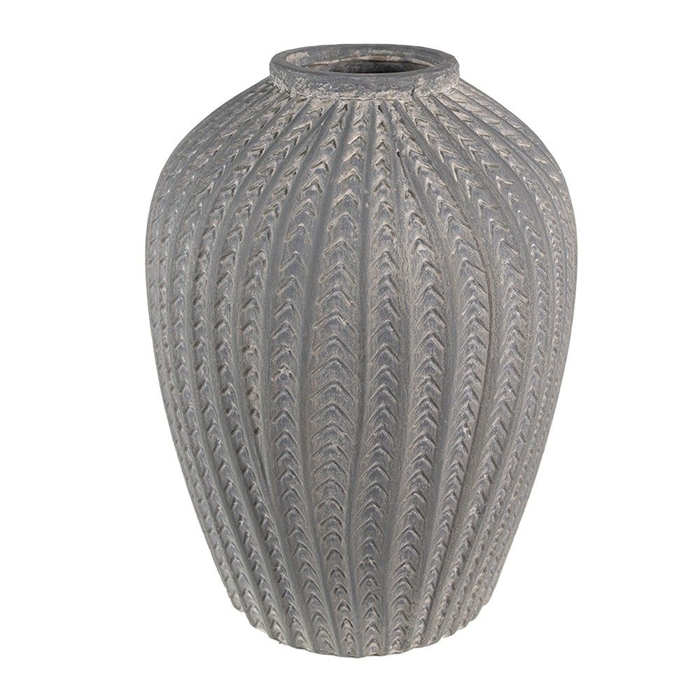 Šedá cementová dekorativní váza L - Ø 21*28 cm Clayre & Eef - LaHome - vintage dekorace