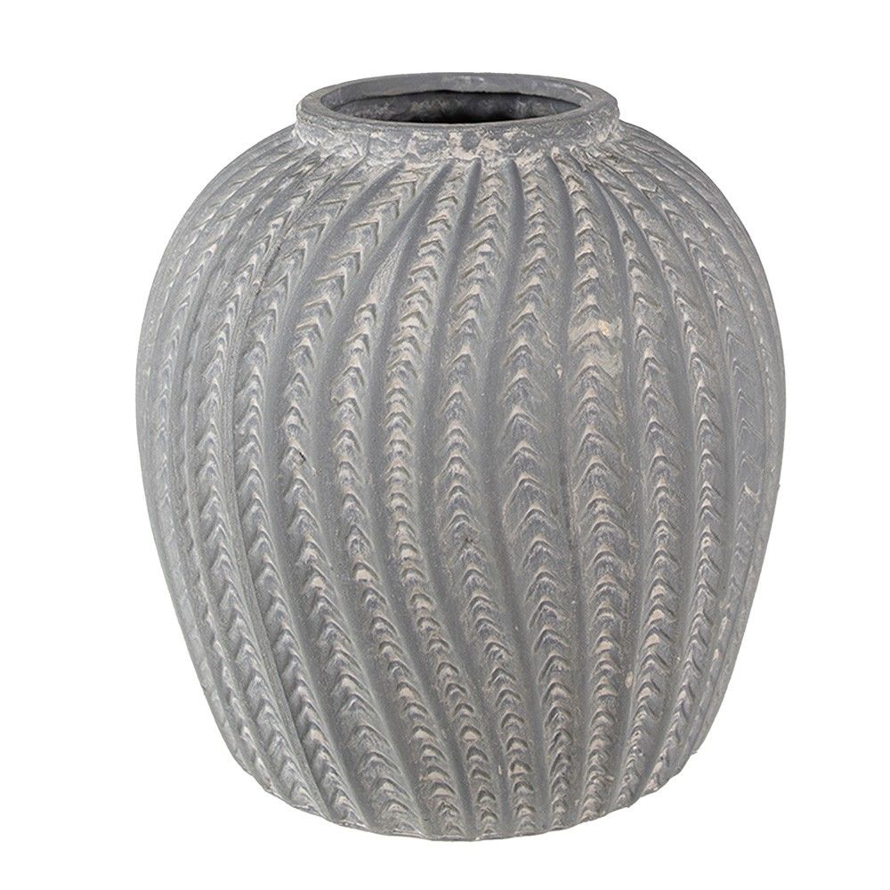 Šedá cementová dekorativní váza M - Ø 20*20 cm Clayre & Eef - LaHome - vintage dekorace